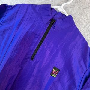 Vintage Surf Style Windbreaker Pullover Jacket Purple Neon Large 90s USA